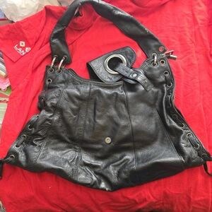 Chocolat Blu Black soft leather handbag